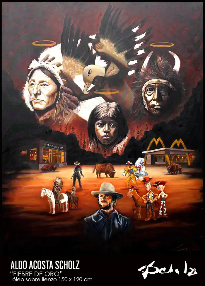 Vemos los lienzos al óleo originales del gran artista contemporáneo Aldo Acosta Scholz disponible en la selección de venta de arte original en nuestra tienda online