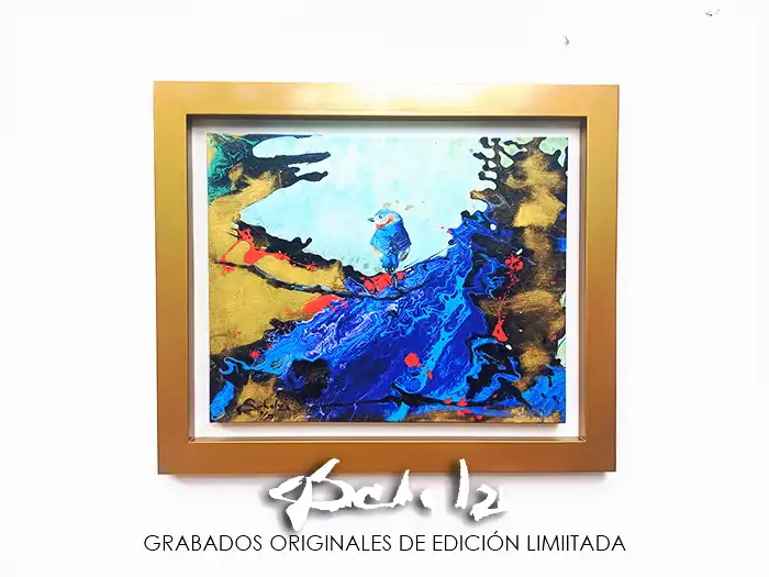 Observamos un grabado original titulado ananda del gran artista contemporáneo Aldo Acosta Scholz, en su galería de arte contemporáneo puedes encontrar una selección en venta de grabados originales
