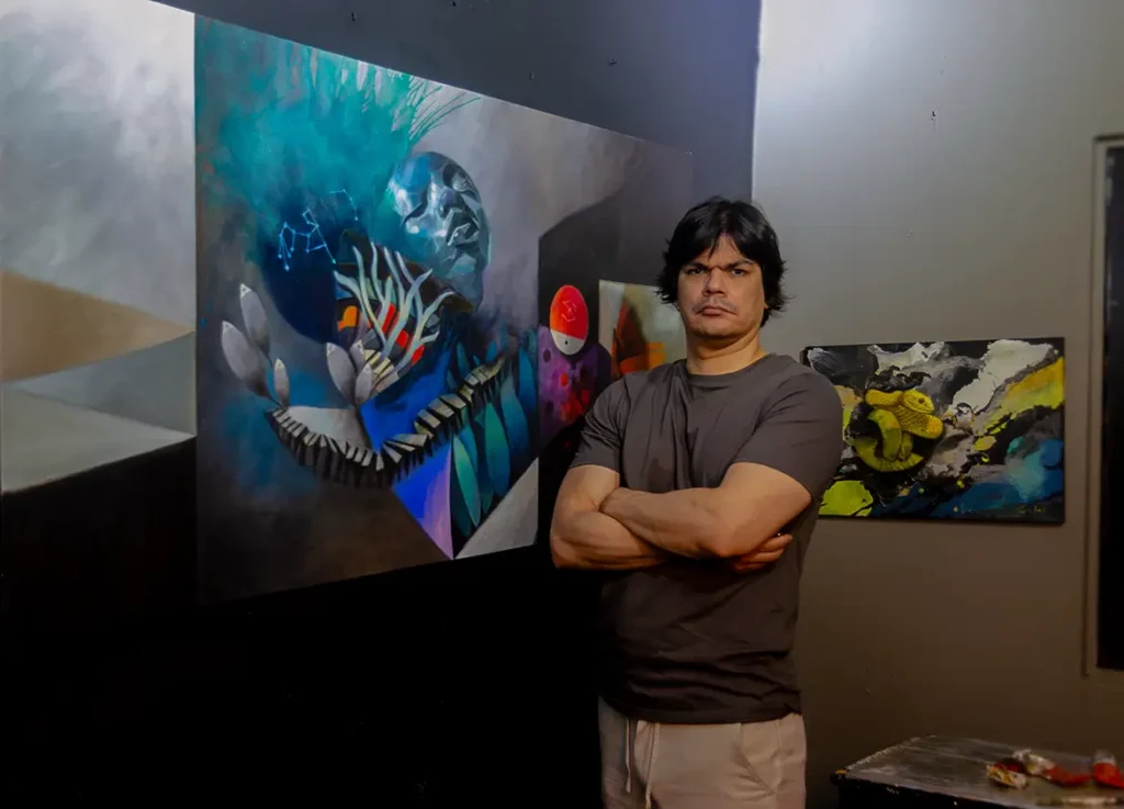 Retrato de perfil de Aldo Acosta Scholz, artista contemporáneo 